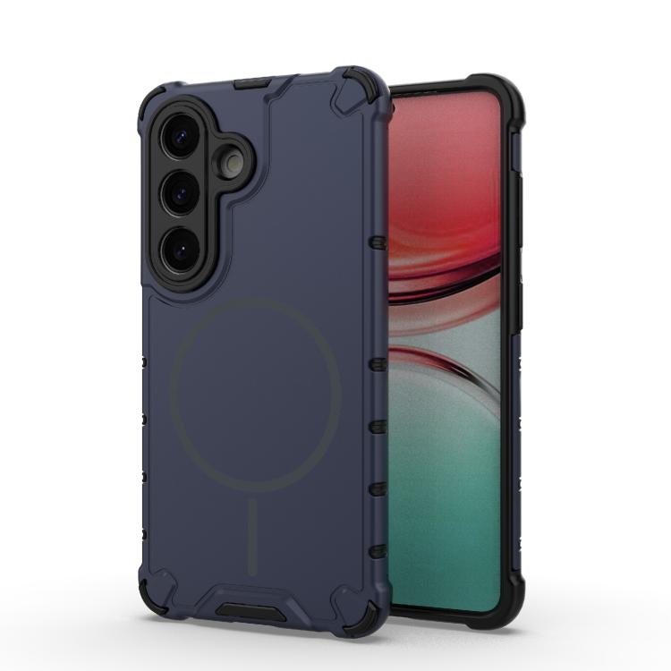 

For Samsung Galaxy S26 5G Grating Solid Color MagSafe Magnetic Phone Case(Dark Blue)