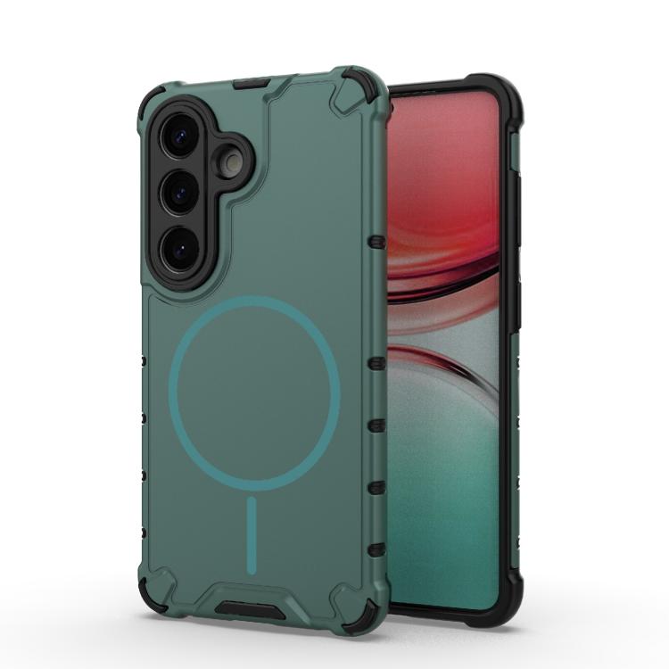 

For Samsung Galaxy S26 5G Grating Solid Color MagSafe Magnetic Phone Case(Green)