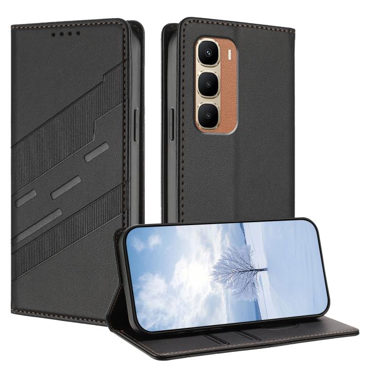 

For Infinix Hot 70 4G Embossed Multi-functional Wallet Retro Leather Phone Case(Black)