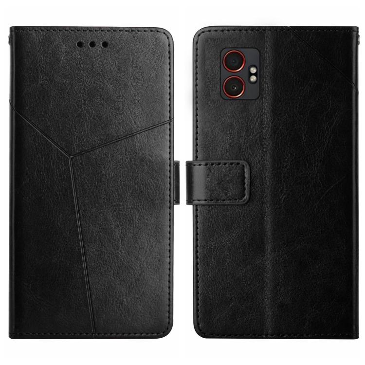 

For Samsung Galaxy XCover7 Pro Y-shaped Pattern Flip Leather Phone Case(Black)