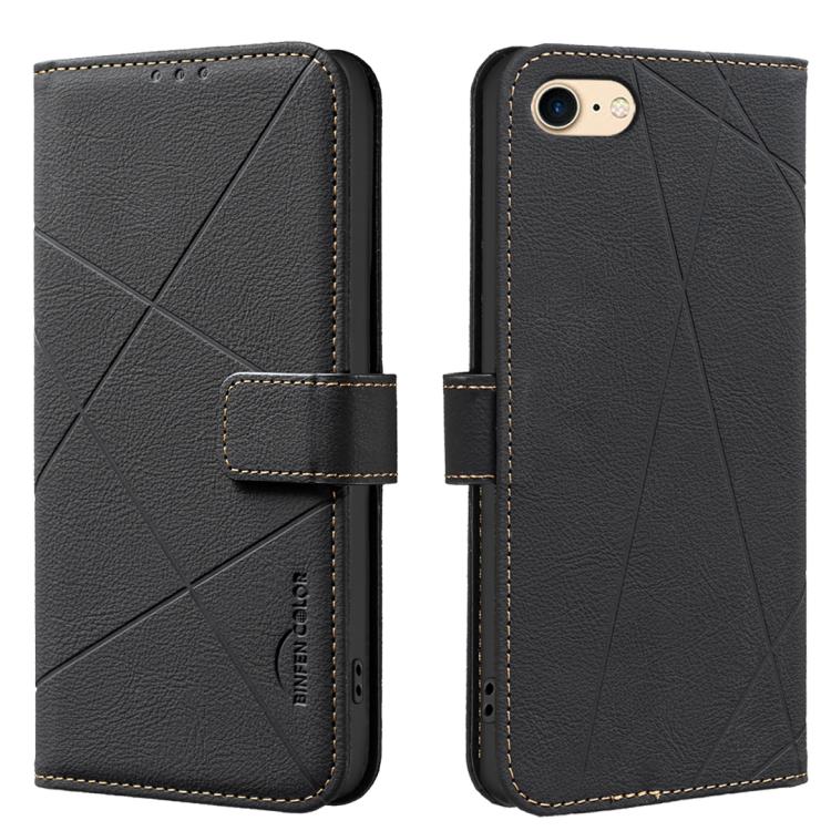 

For iPhone 6 / 7 / 8 / SE Geometric Pattern RFID Leather Phone Case(Black)