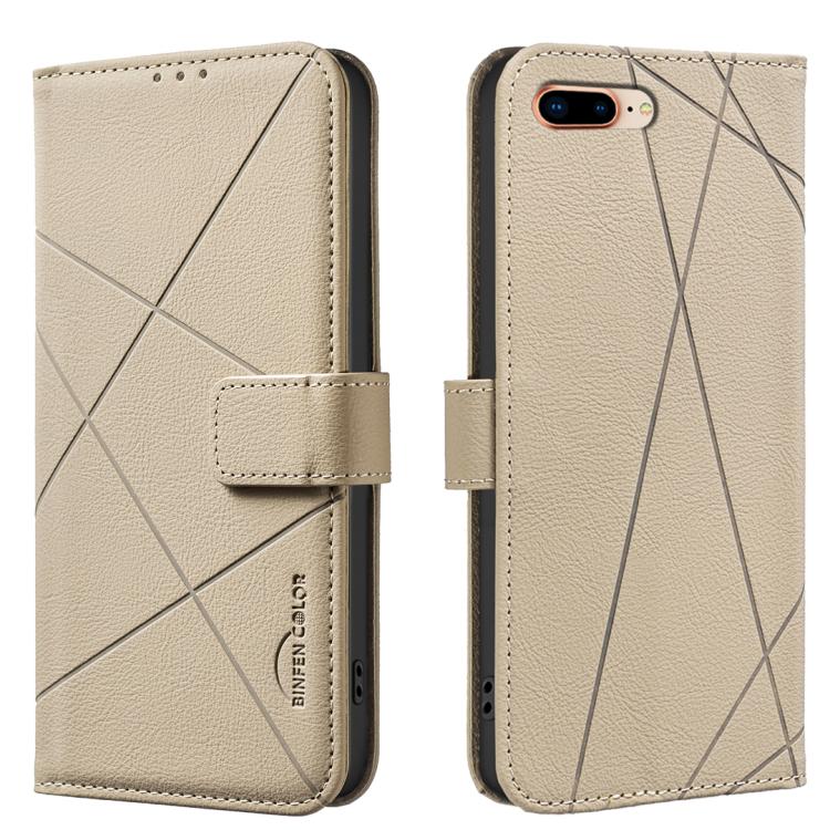

For iPhone 6 Plus / 7 Plus / 8 Plus Geometric Pattern RFID Leather Phone Case(Beige)