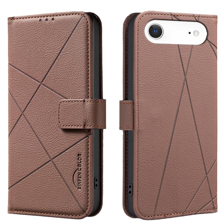 

For iPhone 17 Air Geometric Pattern RFID Leather Phone Case(Brown)