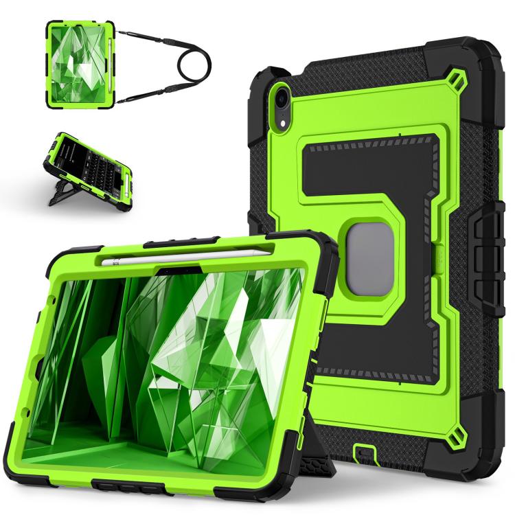 

For iPad mini 6 2021 / mini 2024 Big Holder Silicone Hydric PC Tablet Case with Shoulder Strap(Black Olivine)