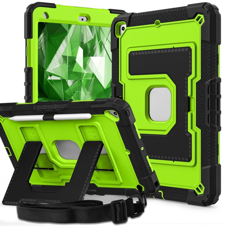

For iPad 10.2 1021 / 10.5 2019 Big Holder Silicone Hydric PC Tablet Case with Shoulder Strap(Black Olivine)
