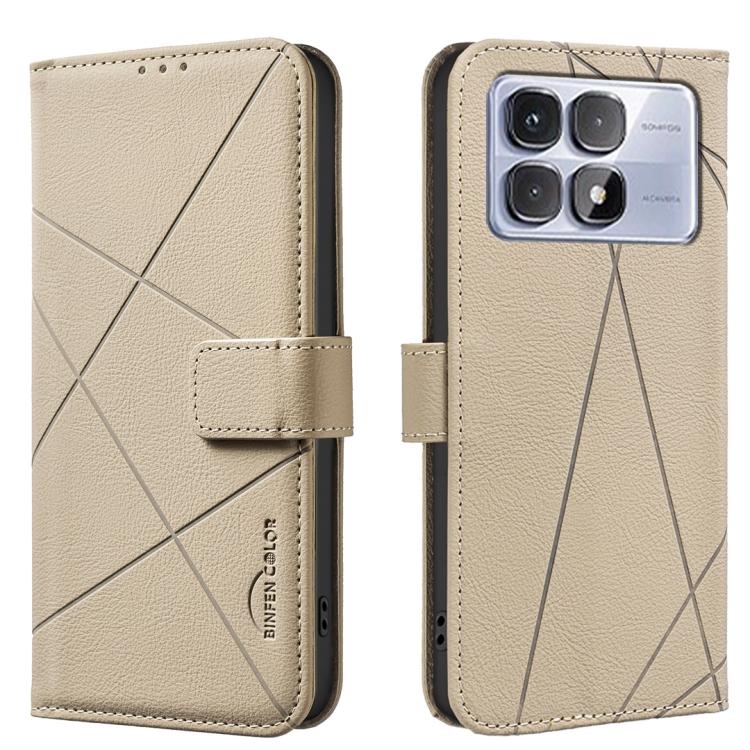 

For Redmi K70 / K70 Pro Geometric Pattern RFID Leather Phone Case(Beige)