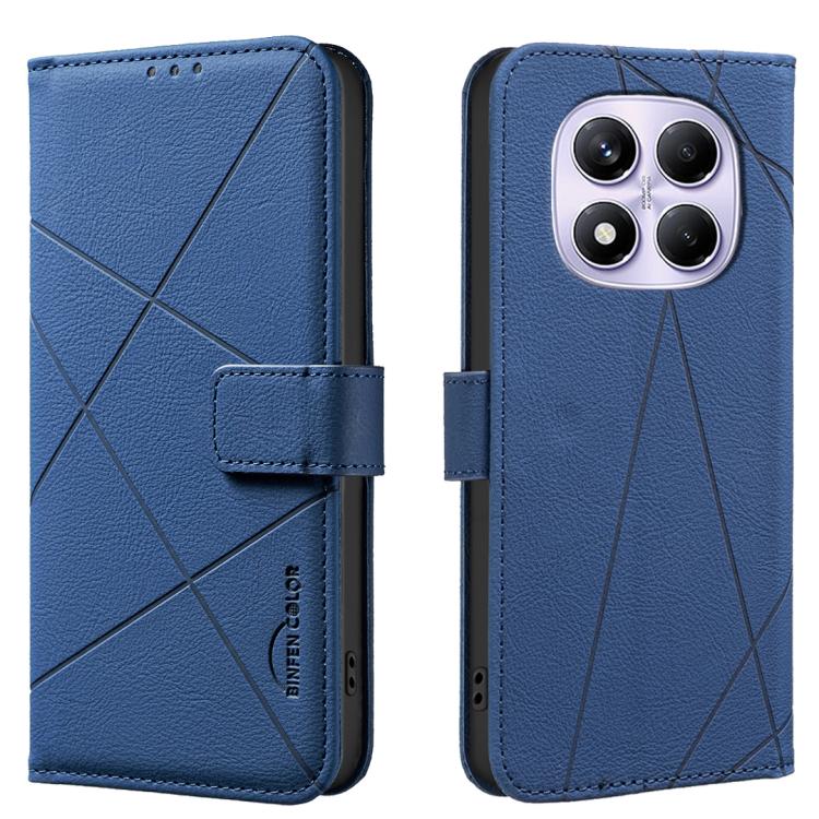 

For Redmi Note 14 Pro 4G Geometric Pattern RFID Leather Phone Case(Blue)