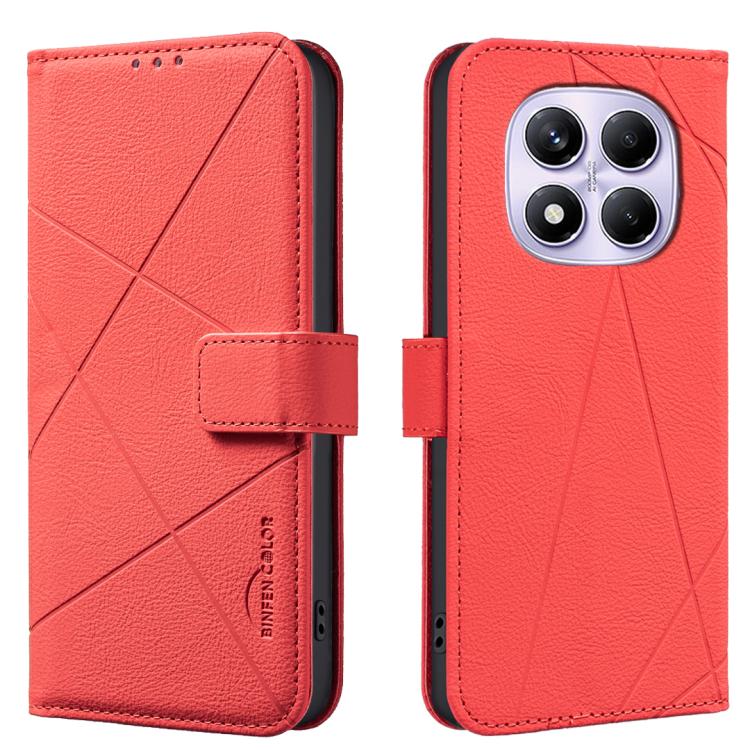 

For Redmi Note 14 Pro 4G Geometric Pattern RFID Leather Phone Case(Red)