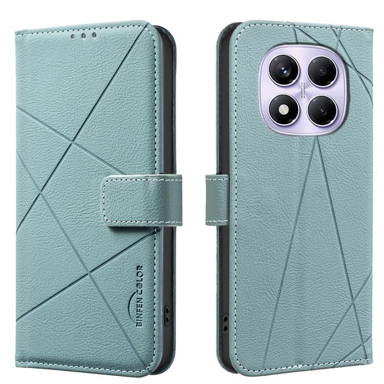 

For Redmi Note 14 Pro 4G Geometric Pattern RFID Leather Phone Case(Green)