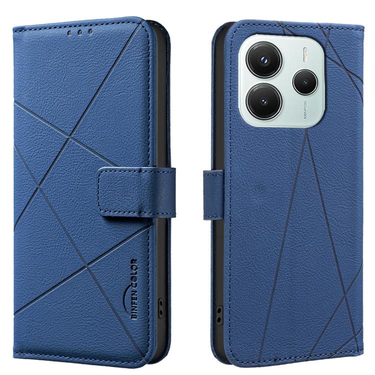 

For Redmi Note 14 5G Geometric Pattern RFID Leather Phone Case(Blue)