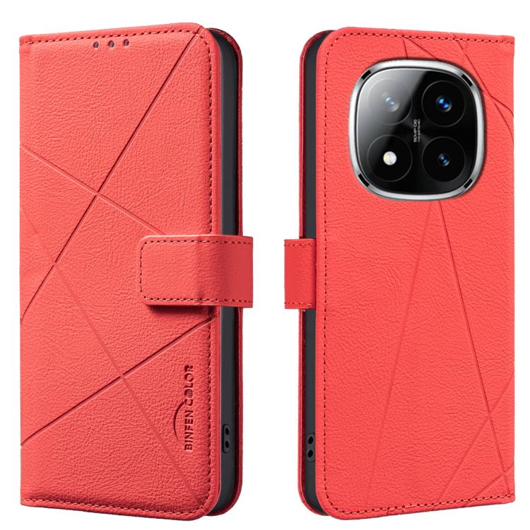 

For Redmi Note 14 Pro 5G / 14 Pro+ 5G Geometric Pattern RFID Leather Phone Case(Red)