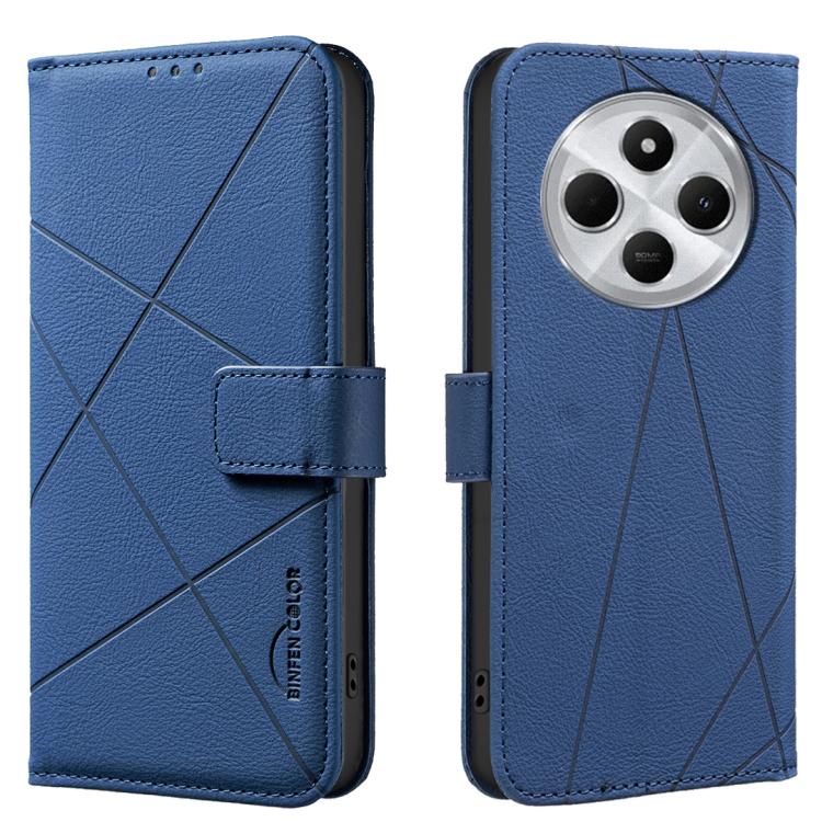 

For Redmi 14C Geometric Pattern RFID Leather Phone Case(Blue)