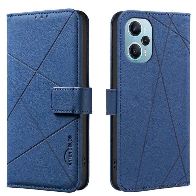 

For Redmi Note 12 Turbo Geometric Pattern RFID Leather Phone Case(Blue)