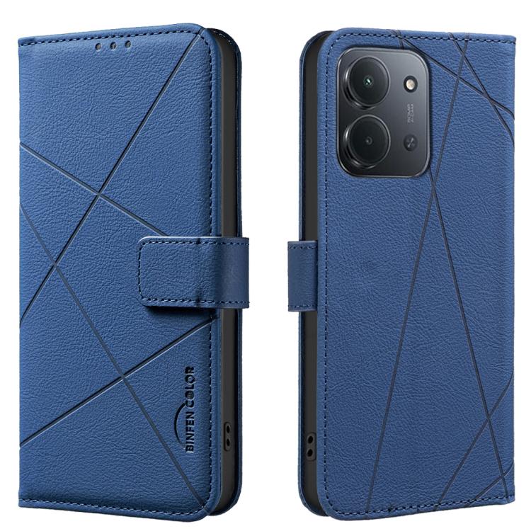 

For Redmi 15C 5G / 4G EU 173mm Geometric Pattern RFID Leather Phone Case(Blue)