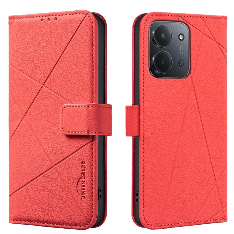 

For Redmi 15C 5G / 4G EU 173mm Geometric Pattern RFID Leather Phone Case(Red)