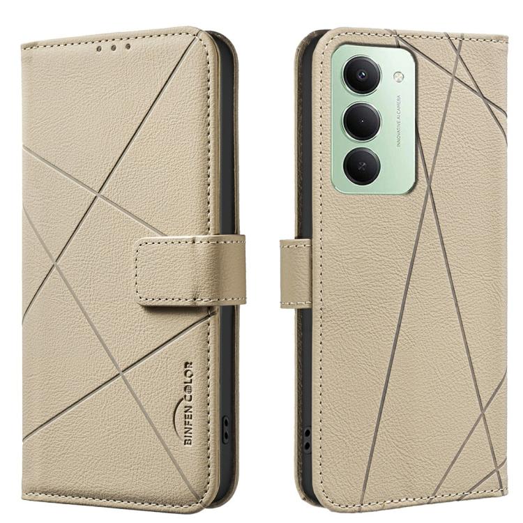 

For Redmi 15 5G Global / 15 4G SEA 169.5mm Geometric Pattern RFID Leather Phone Case(Beige)