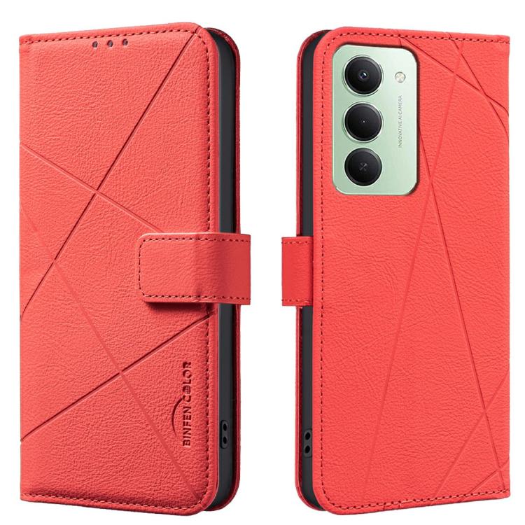 

For Redmi 15 5G Global / 15 4G SEA 169.5mm Geometric Pattern RFID Leather Phone Case(Red)