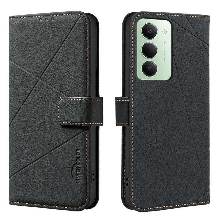 

For Redmi 15 5G Global / 15 4G SEA 169.5mm Geometric Pattern RFID Leather Phone Case(Black)
