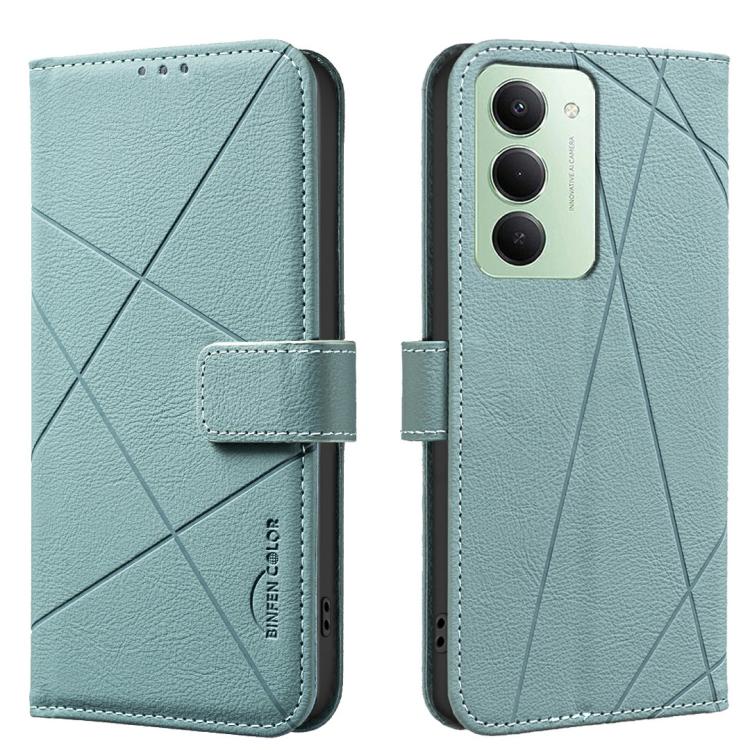 

For Redmi 15 5G Global / 15 4G SEA 169.5mm Geometric Pattern RFID Leather Phone Case(Green)