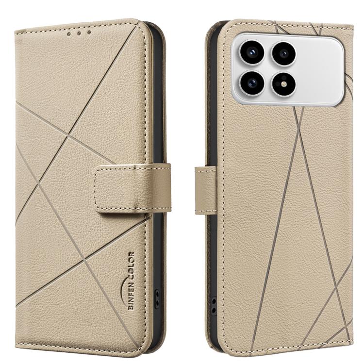 

For Redmi K90/Poco F8 Pro Geometric Pattern RFID Leather Phone Case(Beige)