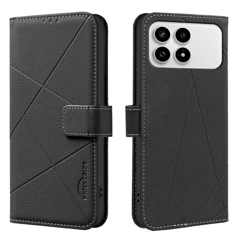 

For Redmi K90/Poco F8 Pro Geometric Pattern RFID Leather Phone Case(Black)