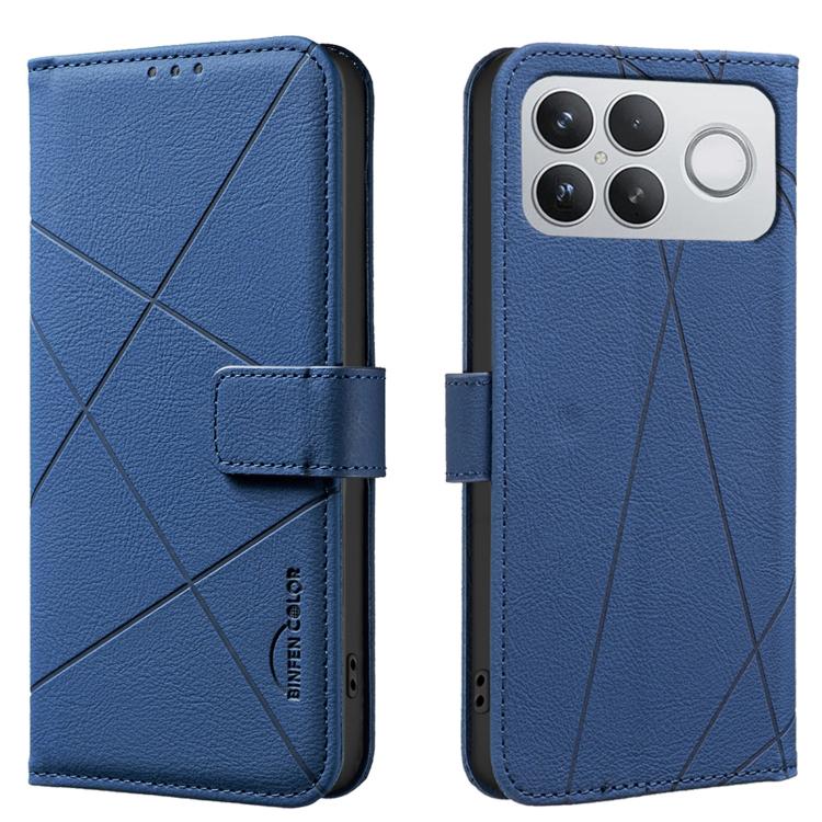 

For Redmi K90 Pro Max/Poco F8 Ultra Geometric Pattern RFID Leather Phone Case(Blue)