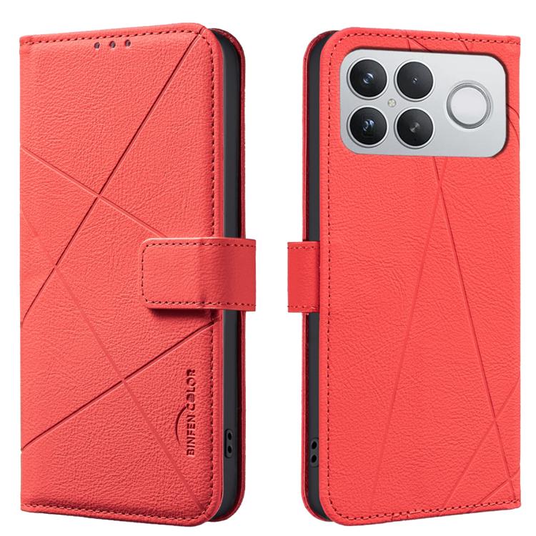 

For Redmi K90 Pro Max/Poco F8 Ultra Geometric Pattern RFID Leather Phone Case(Red)