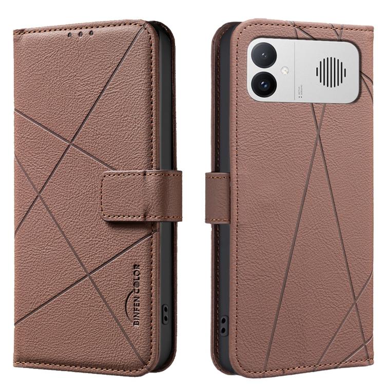 For Redmi K90 Max 5G Geometric Pattern RFID Leather Phone Case(Brown)