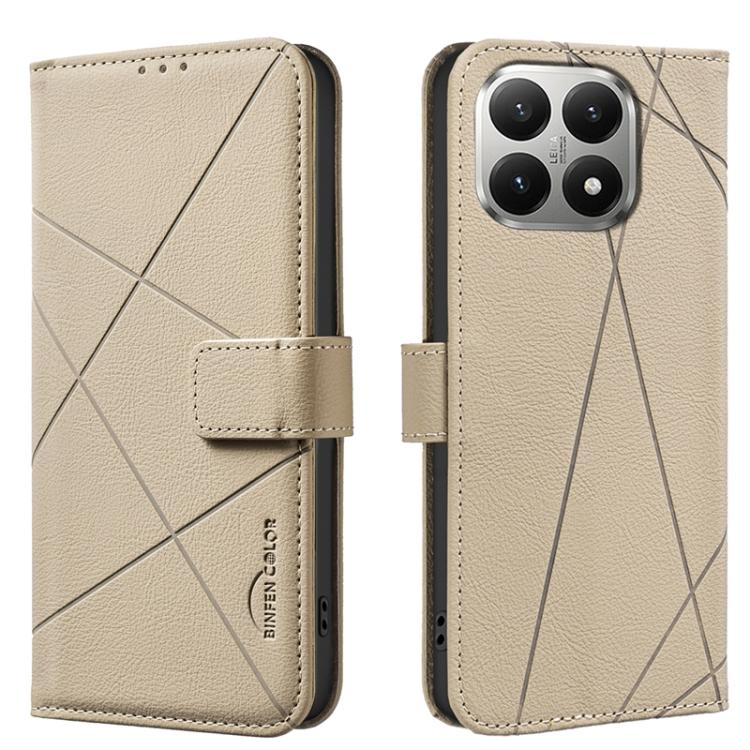 

For Xiaomi 15T 5G Geometric Pattern RFID Leather Phone Case(Beige)