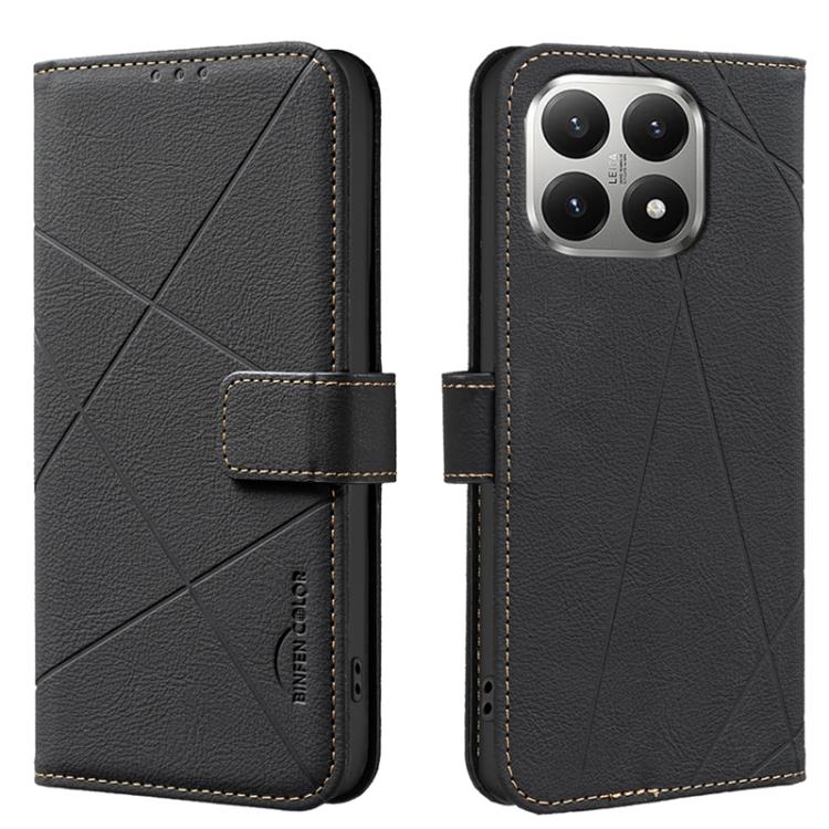

For Xiaomi 15T 5G Geometric Pattern RFID Leather Phone Case(Black)