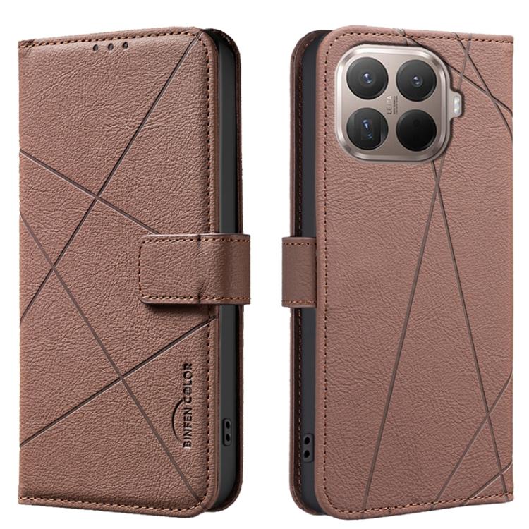 

For Xiaomi 15T Pro 5G Geometric Pattern RFID Leather Phone Case(Brown)