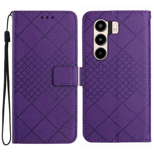 

For itel Power 70 Rhombic Grid Texture Leather Phone Case(Purple)