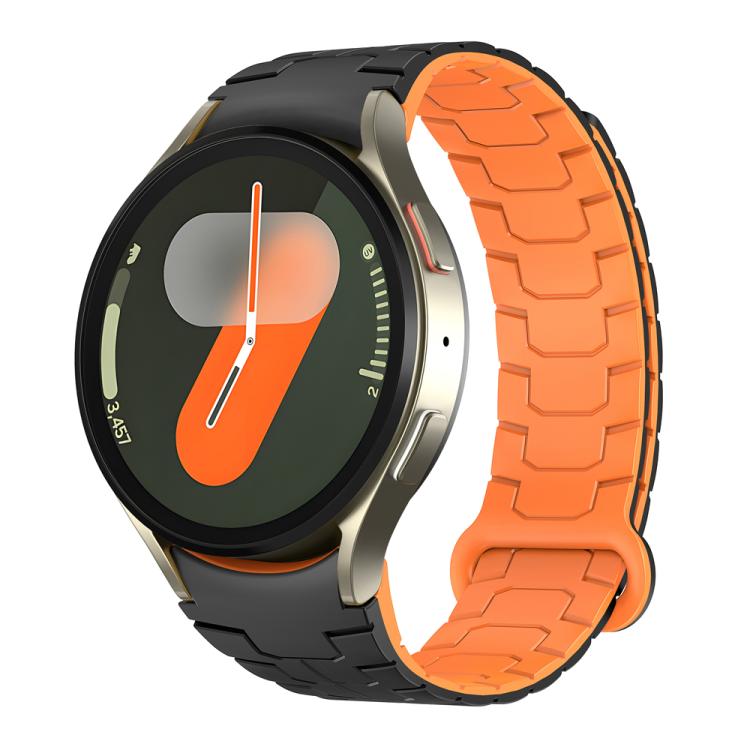 

For Samsung Galaxy Watch 7 / 6 / 5 Magnetic Silicone Watch Band(Black+Orange)