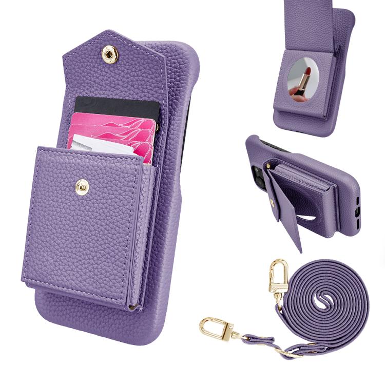 Étui Portefeuille Pour IPhone 15 - Texturé Lavande - Porte-cartes Et Support Intégré - Cuir - Marque Avizar