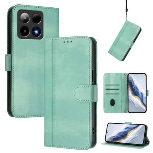 For Boost Mobile Summit 5G 2024 Line Splicing Buckle Retro Leather Phone Case(Mint Green)