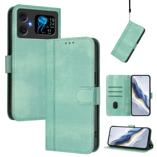 

For Cubot A20 Line Splicing Buckle Retro Leather Phone Case(Mint Green)