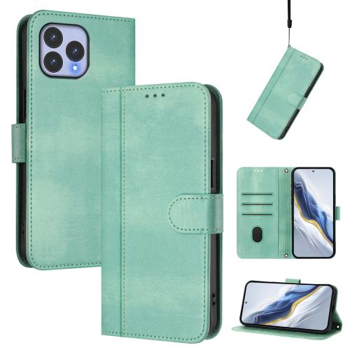 

For Wiko T60 / Cubot P80 Line Splicing Buckle Retro Leather Phone Case(Mint Green)