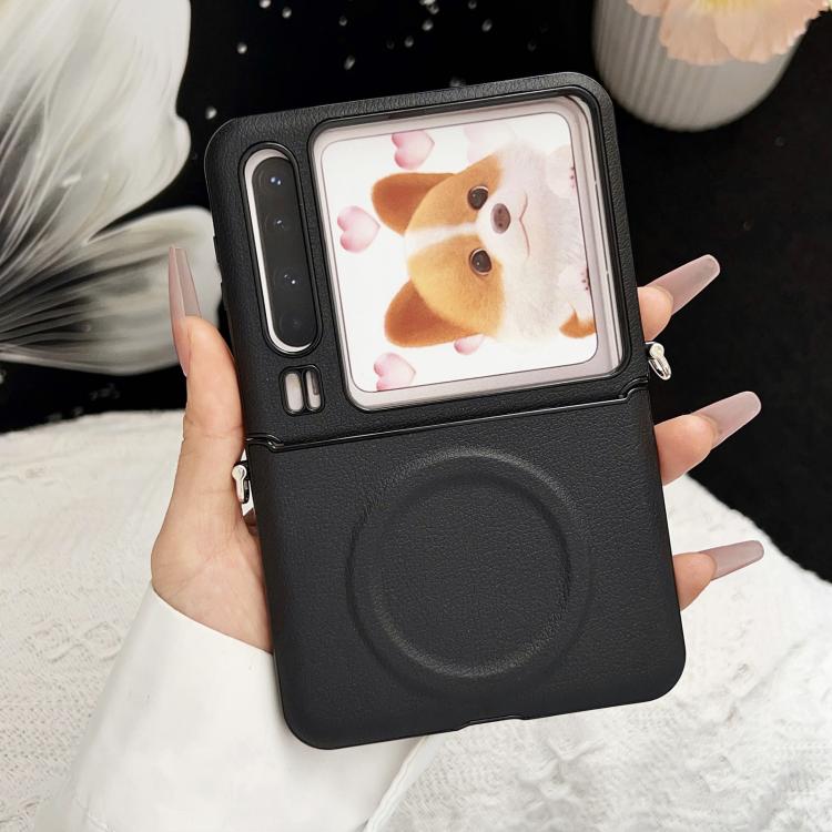 

For Huawei Pura X Magsafe Magnetic Plain Leather Phone Case(Black)