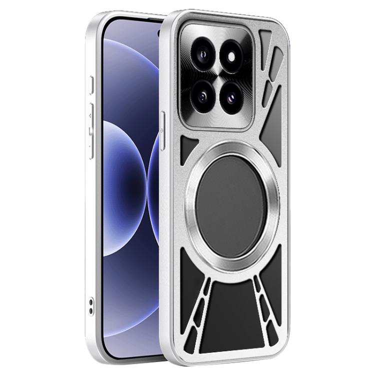 

For Xiaomi 17 Silicone Cooling Hollow Metal MagSafe Phone Case(Silver)