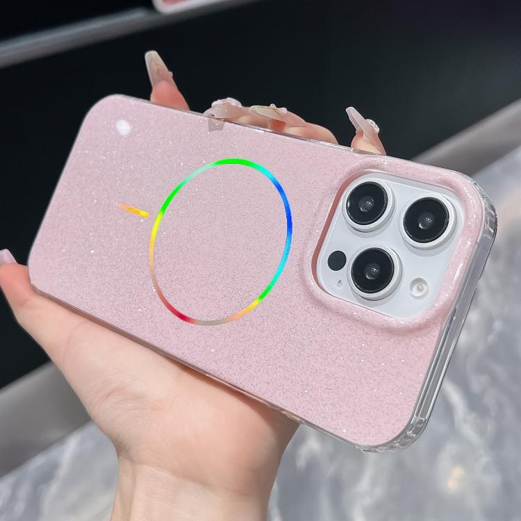 

For iPhone 16 Pro Max Glitter Powder Plating MagSafe IMD Full Coverage Phone Case(Pink)