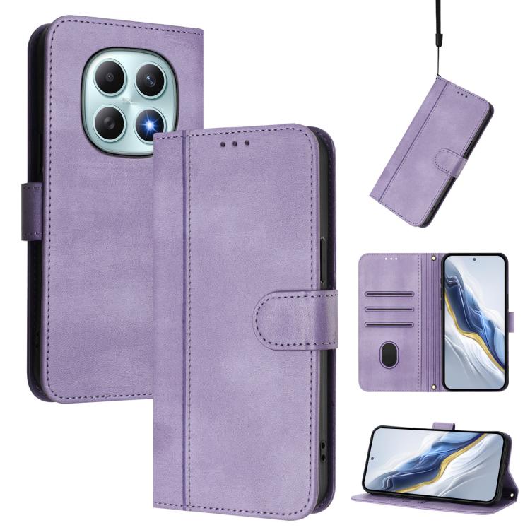 

For Redmi Note 15 5G / 4G 164mm / Poco M8 5G Line Splicing Buckle Retro Leather Phone Case(Purple)
