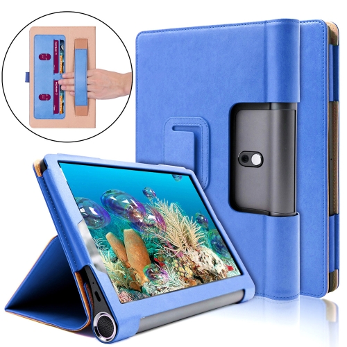 

For Lenovo Yoga Tab5 YT-X705F / Yoga Smart Tab 10.1 inch 2019 (withput Sleeping) Retro Texture PU Leather Horizontal Flip Leather Case with Holder & 4 Card Slots & Hand Strap(Blue)