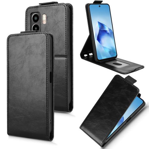 

For itel Power 70 Magnetic Vertical Flip Leather Phone Case with Buckle(Black)