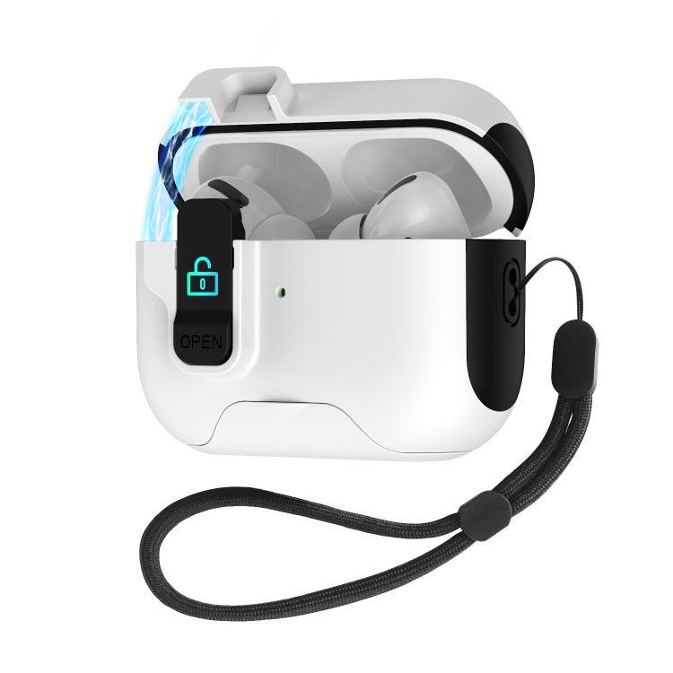 

For AirPods Pro 2 Automatic Pop-up Cover Holder Earphone Case with Switch Lock(White Black)