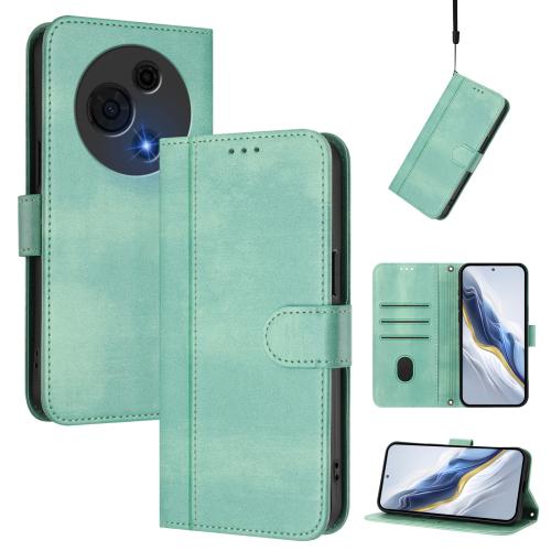 

For TCL 60 NxtPaper Line Splicing Buckle Retro Leather Phone Case(Mint Green)