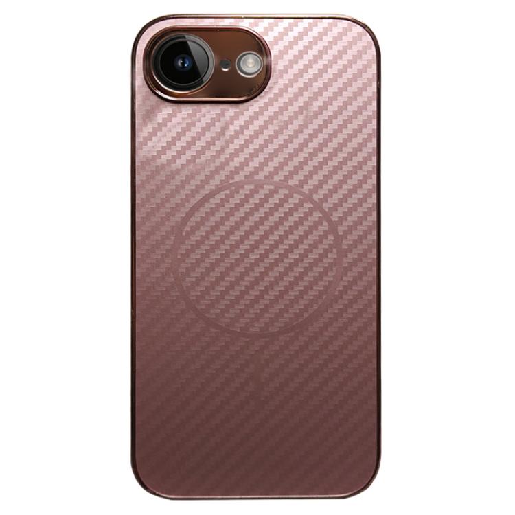 

For iPhone 16e Plating Carbon Fiber MagSafe Full Coverage Phone Case(Pink)