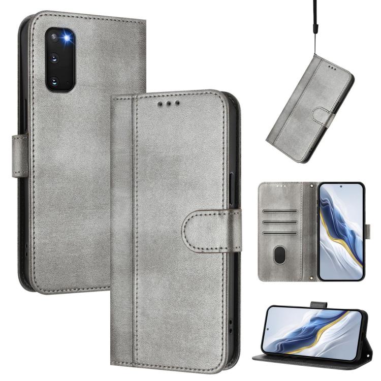 

For Samsung Galaxy S20 FE Line Splicing Buckle Retro Leather Phone Case(Grey)