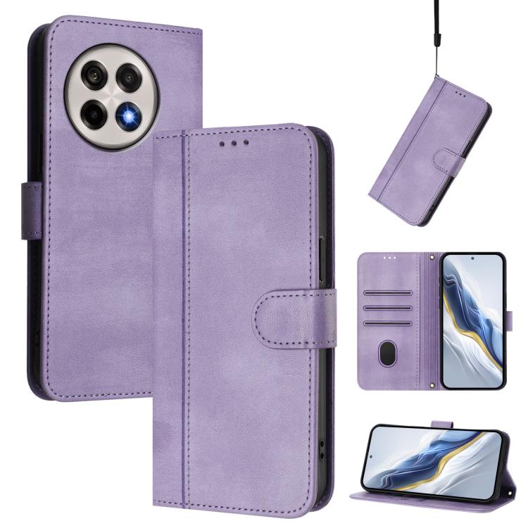 

For OnePlus 13R / OnePlus Ace 5 Pro Line Splicing Buckle Retro Leather Phone Case(Purple)