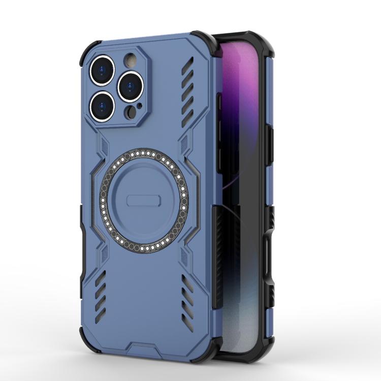 

For iPhone 16 Pro Max Butterfly Armor MagSafe Magnetic Ring Shockproof Phone Case(Blue)