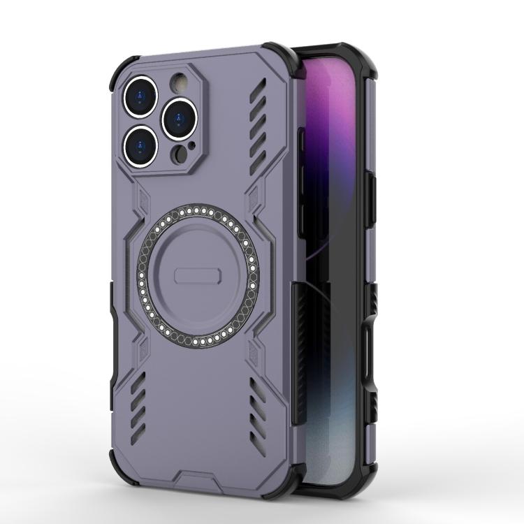 

For iPhone 16 Pro Max Butterfly Armor MagSafe Magnetic Ring Shockproof Phone Case(Purple)